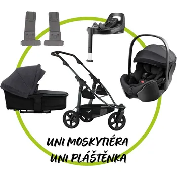 Kočárek TFK - Trends for Kids Akční set TFK Mono 3 frame - air chamber wheel + Hluboká korba kombi Premium + Pláštěnka + Moskytiéra + adaptéry na autosedačku + autosedačka Britax Romer BabySafe PRO + isofix base
