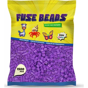 Dětské navlékací korálky Zažehlovací korálky FIALOVÉ 1500 ks Benny Beads Velikost Midi 5mm