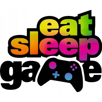 Samolepící dekorace DEKORAČNÍ NÁLEPKA na zeď GAMING Eat Sleep Game PAD/OVLADAČ 44x54,5