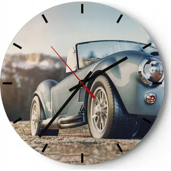 Hodiny Velké nástěnné hodiny na zeď 40x40 Auto Skleněné hodiny Kulatý Tiché