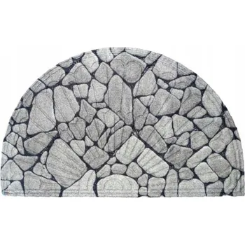 Rohožka Gumová rohožka půlkruhová kamenný vzor 75x45 cm šedá