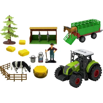 Traktor se zvukem a světlem s vlečkou a příslušenstvím