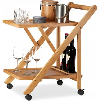 Servírovací stolek Bambusový kuchyňský vozík na kolečkách