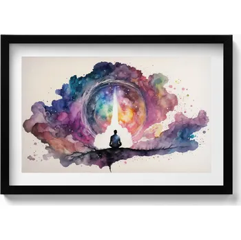 Obraz Ozdobný nástěnný obraz v rámu s grafikou loft Meditace životní styl 60x40 cm