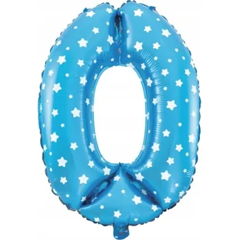 Balónek Fóliový balónek číslice 0 modrý s hvězdičkami 40 cm