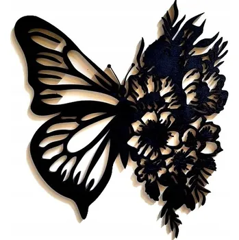 Obraz AŽUROVÝ OBRAZ NÁSTĚNNÁ DEKORACE 3D květiny motýl M panel 30 cm