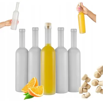 Láhev 5x skleněné lahve FROSTED FUTURA 500 ml + korek NA LIKÉRY DÁREK 0,5l