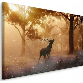 Obraz Obraz JELEN v Lese Stromy Krajina 3D 120x80