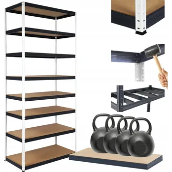Dílenský regál Kovový regál skladový stojan HELIOS 270x75x30cm 8 polic x 400kg ZÁTĚŽ
