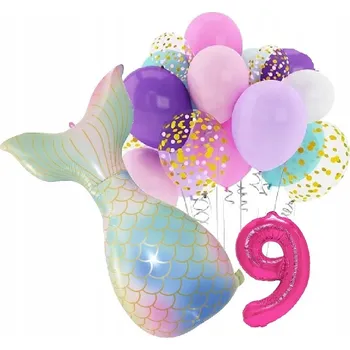 Balónek BALÓNKY sada na narozeniny 9 LET SYRENKA (MOŘSKÁ PANNA)