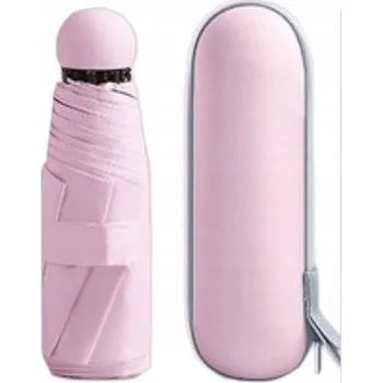 Skládací deštník DKM XL s pouzdrem, růžový, větruodolný, UV filtr