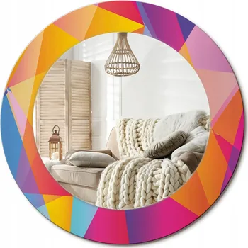 Zrcadlo Nástěnné zrcadlo zdobené grafikou na skle - Geometrická kompozice, průměr 50 cm