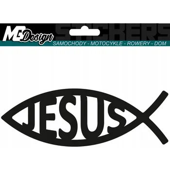 Samolepicí dekorace na vozidlo NÁLEPKA na auto RYBA KATOLICKÁ JEŽÍŠ 5x15 CM