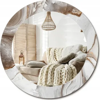 Zrcadlo Kulaté nástěnné dekorativní zrcadlo ve skleněném rámu fi 60 cm Světlý mramor