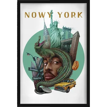 Obraz Dekorativní nástěnný obraz v rámu New York Socha Svobody Brooklynský most 40x60