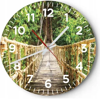 Hodiny Nástěnné hodiny do obýváku 40x40 Džungle Kulatý Skleněné hodiny Loft Tiché