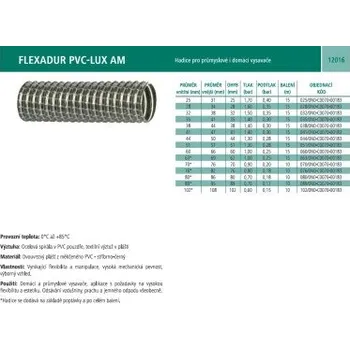 Ventilační potrubí HADICE FLEXADUR PVC-LUX AM - 44/50 mm - Hadice pro průmyslové i domácí vysavače, -0°/+85 °C