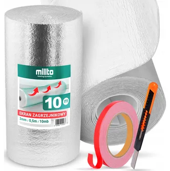 Izolační páska TEPELNÁ IZOLAČNÍ FÓLIE ZA RADIÁTOR 10m - ODRAŽÍ TEPLO, HLINÍKOVÁ ROHOŽ, IZOLAČNÍ PĚNA