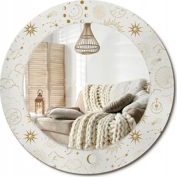 Zrcadlo Zrcadlo s ozdobným skleněným rámem s potiskem fi 50 cm Mystický vzor