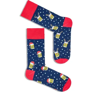 Pánské ponožky PÁNSKÉ PONOŽKY VÁNOČNÍ PIVO modré 42/46
