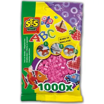 kreativní sada SES Creative nažehlovací korálky 17x9,5x2 cm růžové 1000 ks