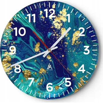 Hodiny Nástěnné hodiny do obýváku 40x40 Abstrakce Kulatý Skleněné hodiny Loft Tiché