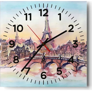 Hodiny Kuchyňské nástěnné hodiny 30x30 Město Skleněné hodiny do obýváku Moderní Tiché