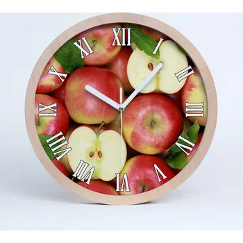 Hodiny Dřevěné nástěnné hodiny kulatý jablka průměr 30 cm