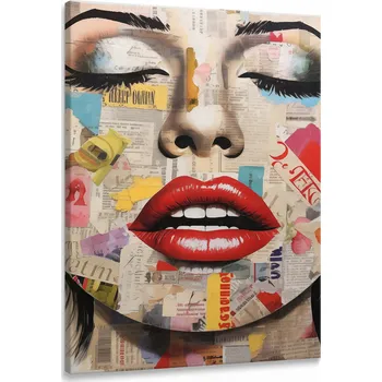 Obraz Obraz Na Plátně Ženský PORTRET Červené Rty Abstrakce 60x90