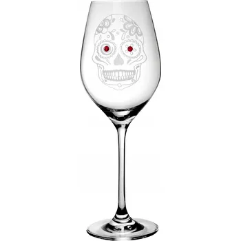 Sklenice Skleničky na likér, skleničky na bílé víno, skleničky na červené víno, skleničky na vodu, koktejlové skleničky poháry Celebration Skull Red, bezbarvé, vícebarevné, 360 Ml 2 ks