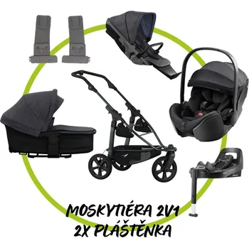 Kočárek TFK - Trends for Kids Akční set TFK Mono 3 frame - air chamber wheel + Hluboká korba kombi Premium + sportovní sezení Premium + 2x Pláštěnka + Moskytiéra 2v1 + adaptéry na autosedačku + autosedačka Britax Romer BabySafe PRO + isofix base