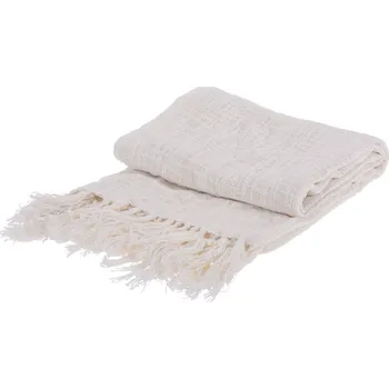 Přehoz na lůžko Home Styling Collection Přehoz na postel s třásněmi, 130 x 170 cm, bílá