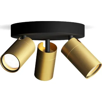 Nástěnné svítidlo Philips Idris bodové koupelnové svítidlo 3x GU10 5W bez zdroje 20cm kulaté IP44, černá/zlatá