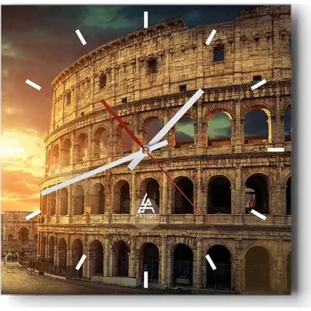 Hodiny Velké nástěnné hodiny 40x40 Koloseum Skleněné hodiny Čtvercové Tiché