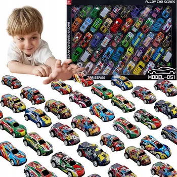 autíčko Autíčka Autíčka s pohonem, kovová auta pro děti, 50 kusů + mapa