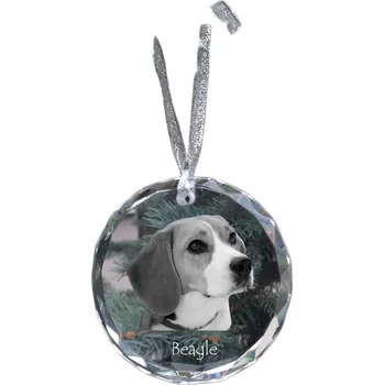 Obraz Beagle - křišťálová vánoční koule s fotografií, fotografie psa v křišťálu, personalizované