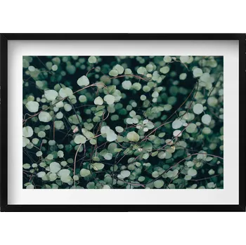 Obraz Dekorativní nástěnný obraz s rámem a grafikou loft - Drobné lístky rostliny 70x50 cm