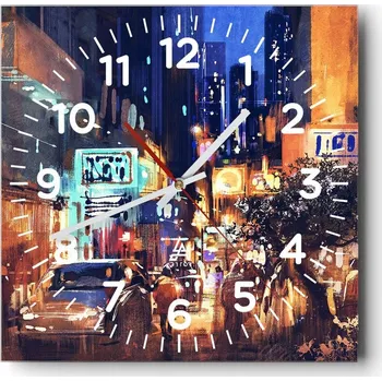 Hodiny Nástěnné hodiny do obýváku 40x40 Město Bez Hlučné Skleněné hodiny Tiché