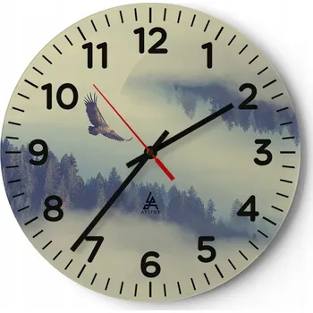 Hodiny Nástěnné hodiny do obýváku 40x40 Orel Kulatý Skleněné hodiny Loft Tiché