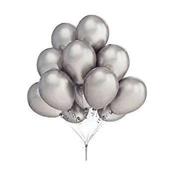 Balónek Balónky STŘÍBRNÉ velké 34cm KARNEVAL SILVESTR 12 ks