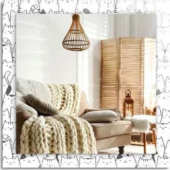 Zrcadlo Čtvercové nástěnné dekorativní zrcadlo s možností montáže vertikálně i horizontálně - Veselá kočky 60x60 cm