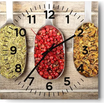 Hodiny Kuchyňské nástěnné hodiny 30x30 Gastronomie Skleněné hodiny do obýváku Tiché