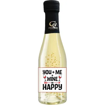 Zlaté šumivé 0,2 l You+me=happy (Dárková vína se zlatem)