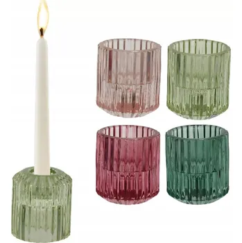 Svícen Świecznik szklany vroubkovaný oboustranný dekorativní 6 cm