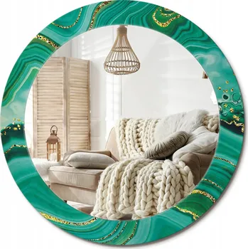 Zrcadlo Kulaté moderní zrcadlo na zeď s potiskem, průměr 70 cm, Agat mramor