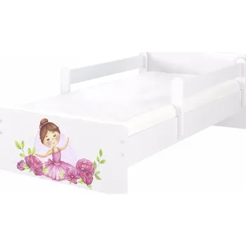 Dětská postel Dětská postel MAX Květiny a Holčička 160x80 cm - Bílá - 2x krátká zábrana bez šuplíku