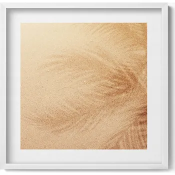 Obraz Nástěnný obraz v bílém rámu do obýváku kuchyně Pláž písek dovolená 50x50 cm