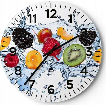 Hodiny Kuchyňské nástěnné hodiny 30x30 Ovoce Moderní skleněné hodiny do obýváku Tiché