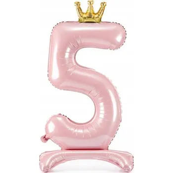 Fóliový balónek stojící číslice 5, 84 cm, světle růžový