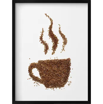 Obraz Dekorativní nástěnný obraz do obýváku, kuchyně - Šálek kávy se zrnky, 60x80 cm